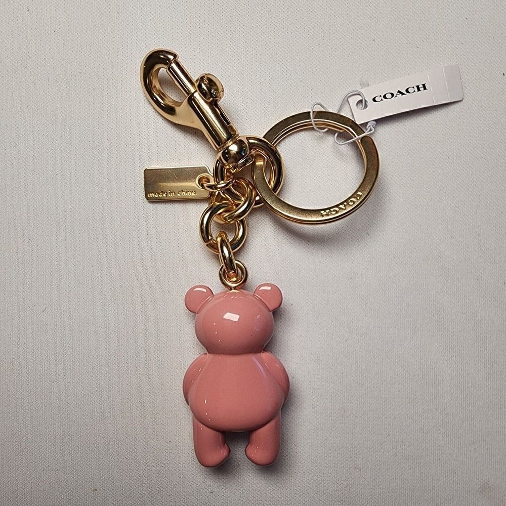 NWT CP890 COACH Bear Bag Charm Pink Enamel - Picture 2 of 2